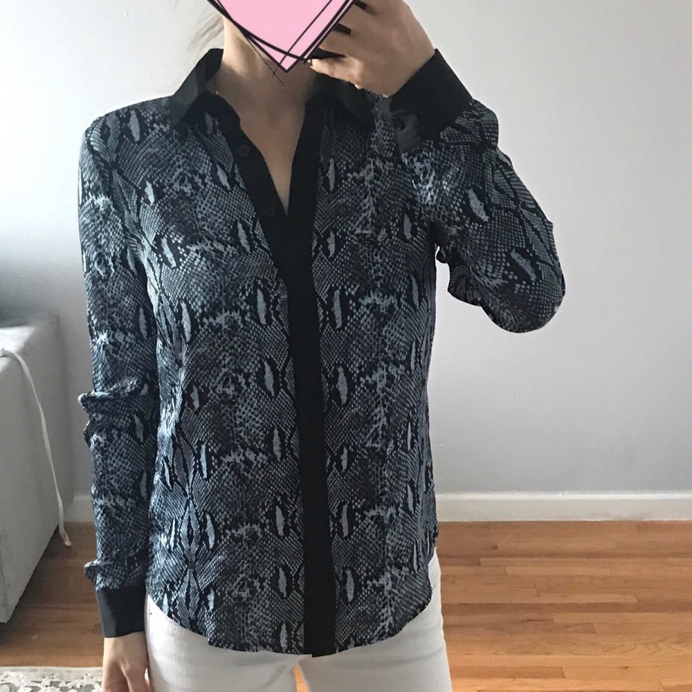 NWT Michael Kors Top Python Gray Blouse Shirt